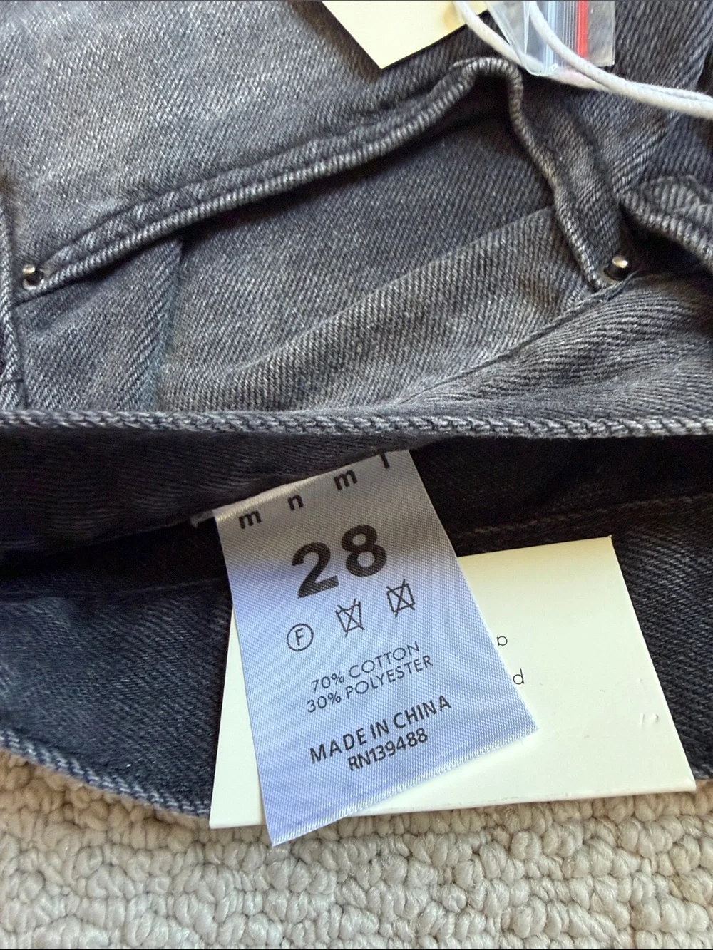 MNML Men’s Wide-Leg High-Rise Jeans in Charcoal Black